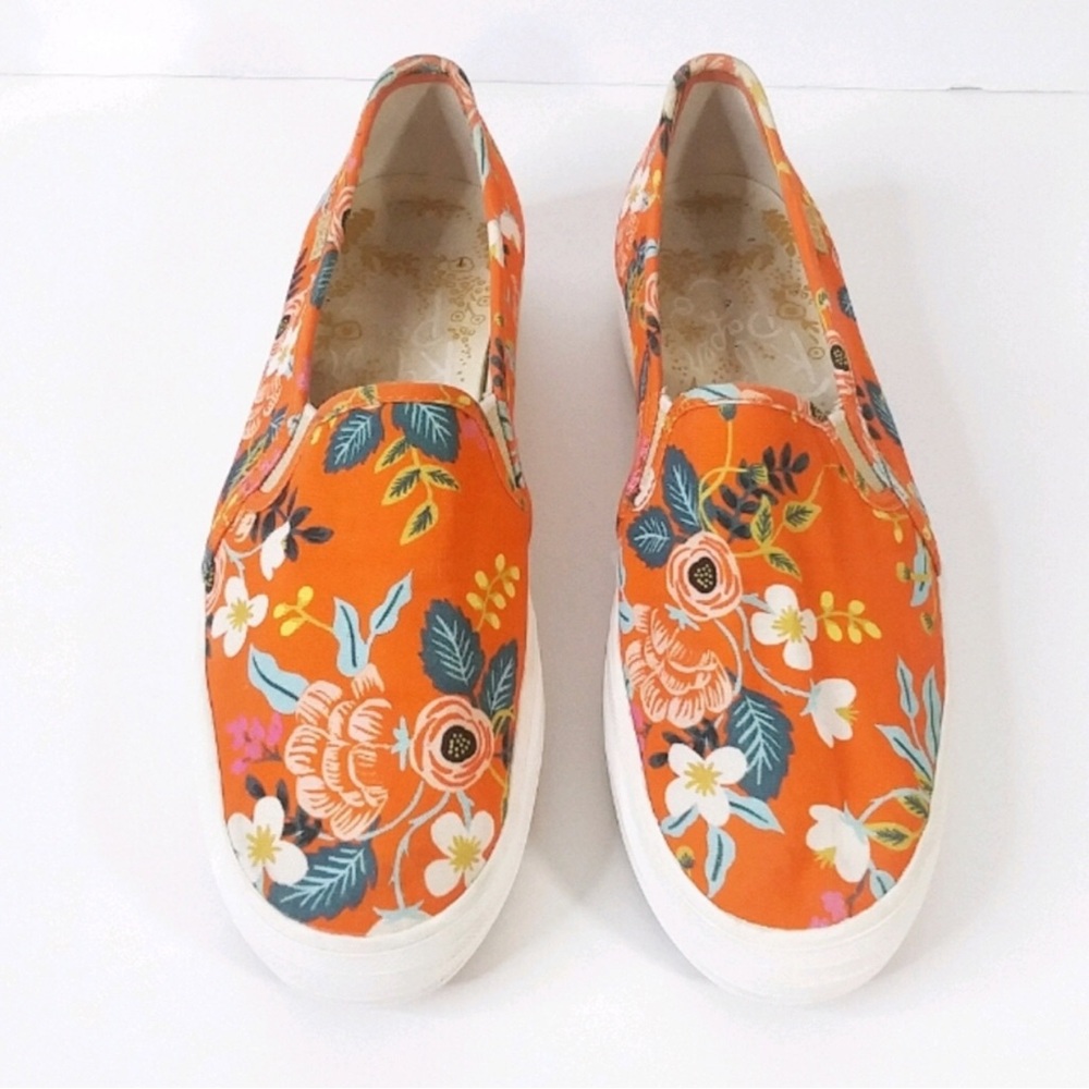 Keds Orange Floral Slip-On Sneakers